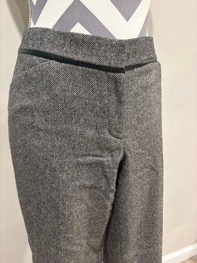 Express Editor Gray Tweed Pants with Leopard Print Lining